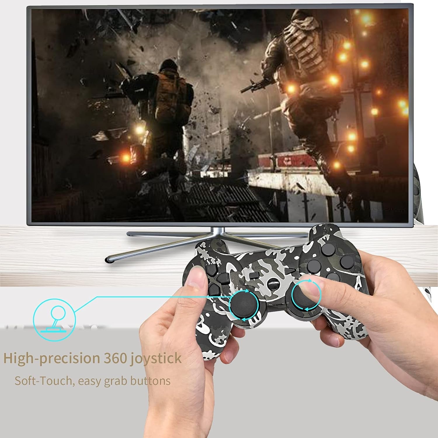 Controller Wireless 2 Pack, Wireless Controller Compatible for Play3 Gamepad Remote Controller with Joy Sticks
