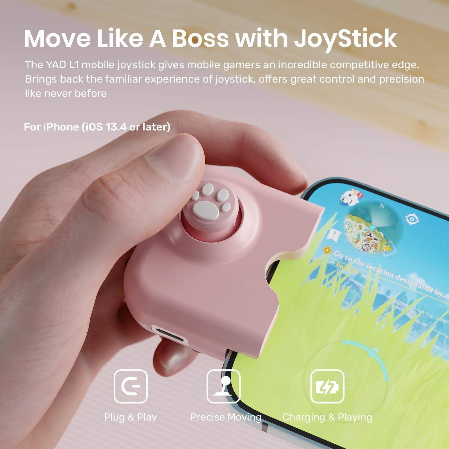 Yao L1 PRO Mobile Game Controller Joystick for Iphone (Ios 13.4 or Later, for Ios Mobile Games), Gaming Gamepad Compatible with PUBGG Mobile, Call of Duty Mobile(Codm), Wild Rift, Genshin Impact