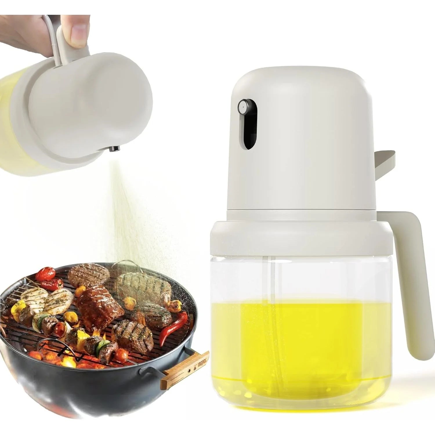 Oil Sprayer for Cooking,180Ml Olive Oil Sprayer Mister,Kitchen Glass Spray Bottle Gadgets,Portable Mini Kitchen Gadgets for Baking,Salad,Grilling,Bbq,White