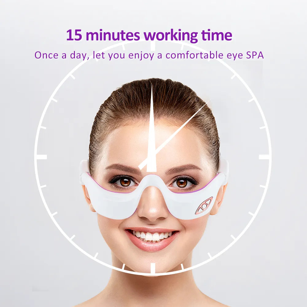 Mieauty EMS Micro Current Pulse Eye Massager, Smart Vibration Infrared Heating Therapy under Eye Machine, Ems Microcurrent under Eye Massager for Relieves Eye Fatigue Fades Dark Circle anti Wrinkle