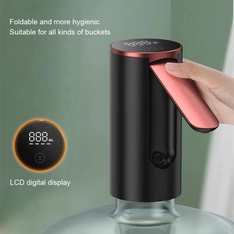 Smart Water Bottle Pump Automatic Electric Water Gallon Bottle Rechargeable 19 Liter Foldable Desktop Water Bottle Household