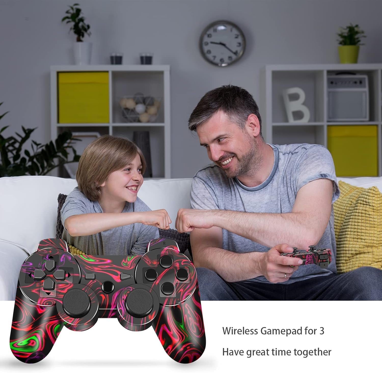 Controller Wireless 2 Pack, Wireless Controller Compatible for Play3 Gamepad Remote Controller with Joy Sticks