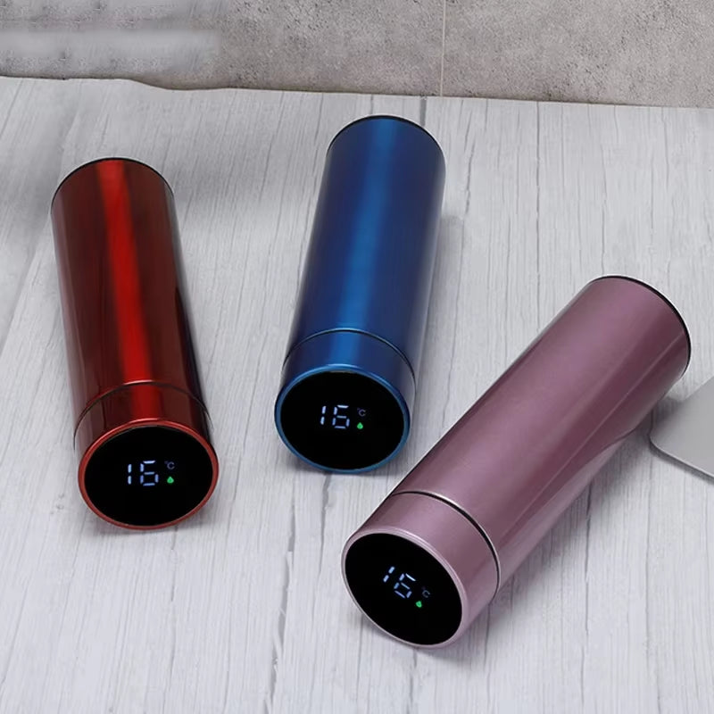 500Ml Smart Water Bottle Keeps Cold and Heat Thermal Bottle Stainless Steel Vacuum Flasks Thermos Temperature Display Gift
