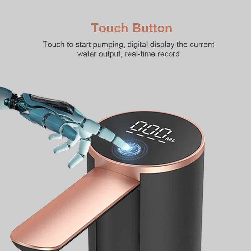 Smart Water Bottle Pump Automatic Electric Water Gallon Bottle Rechargeable 19 Liter Foldable Desktop Water Bottle Household