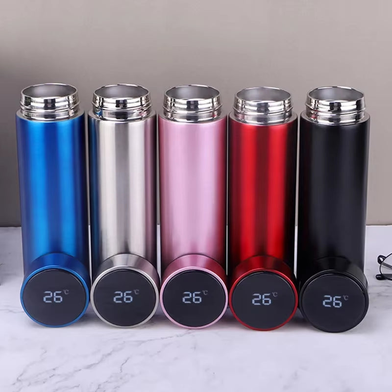 500Ml Smart Water Bottle Keeps Cold and Heat Thermal Bottle Stainless Steel Vacuum Flasks Thermos Temperature Display Gift