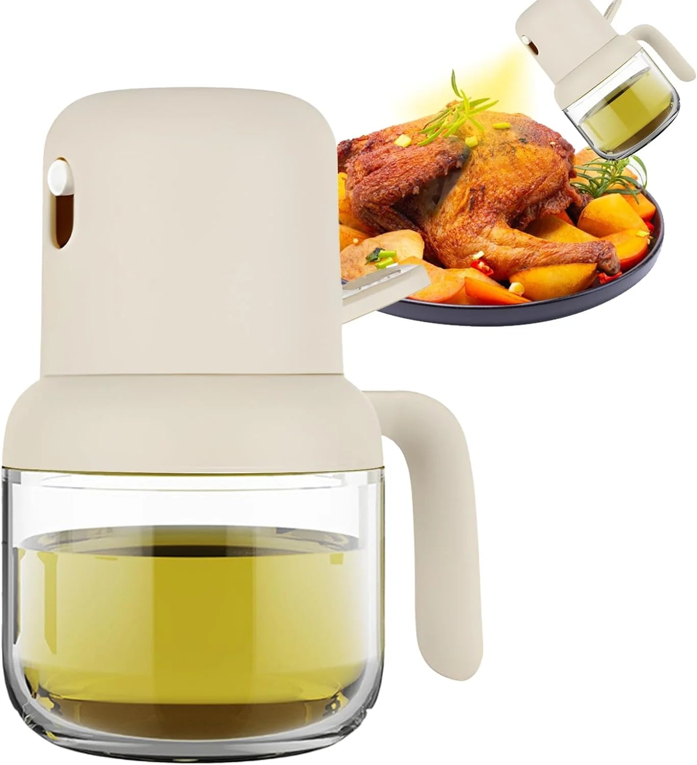 Oil Sprayer for Cooking,180Ml Olive Oil Sprayer Mister,Kitchen Glass Spray Bottle Gadgets,Portable Mini Kitchen Gadgets for Baking,Salad,Grilling,Bbq,White