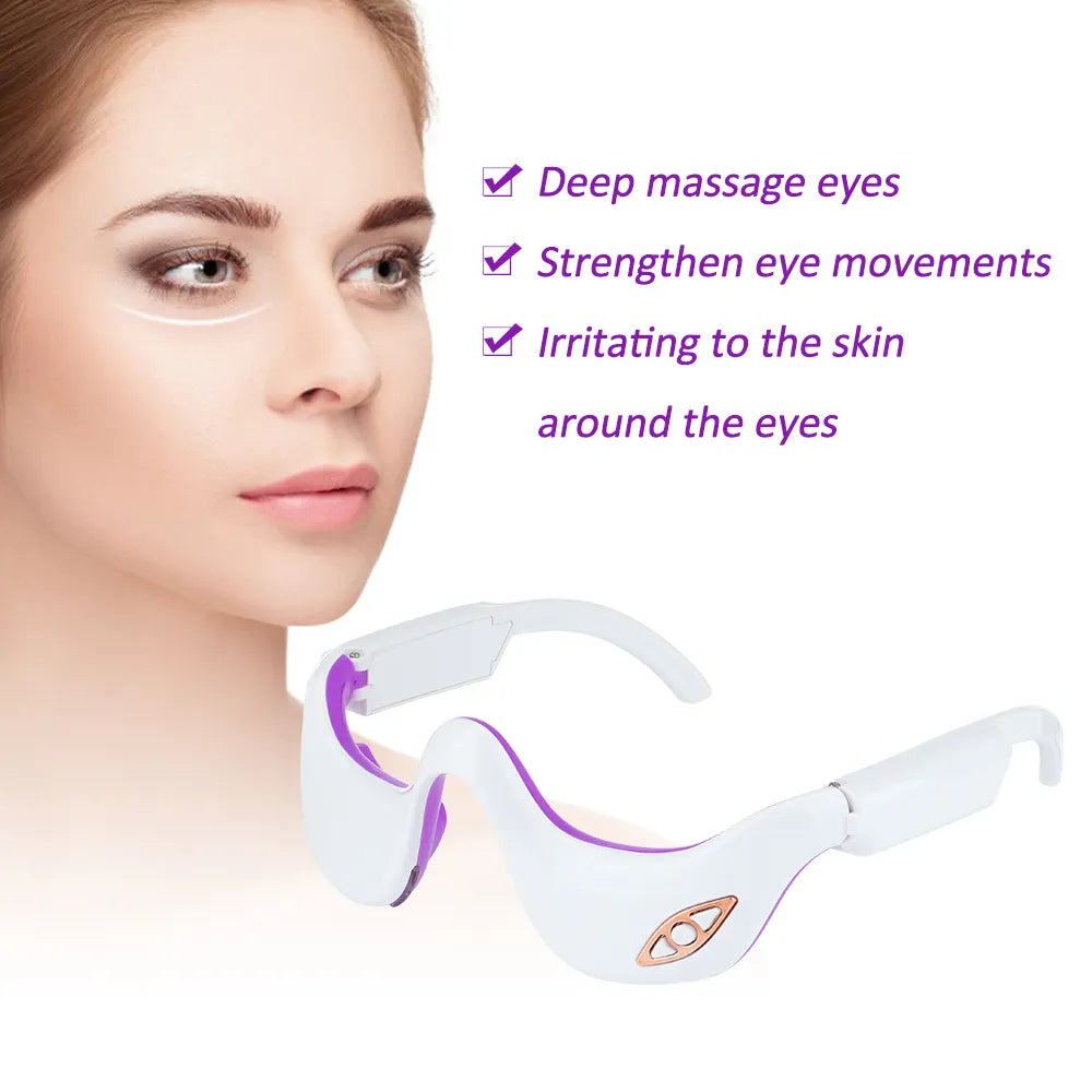 Mieauty EMS Micro Current Pulse Eye Massager, Smart Vibration Infrared Heating Therapy under Eye Machine, Ems Microcurrent under Eye Massager for Relieves Eye Fatigue Fades Dark Circle anti Wrinkle
