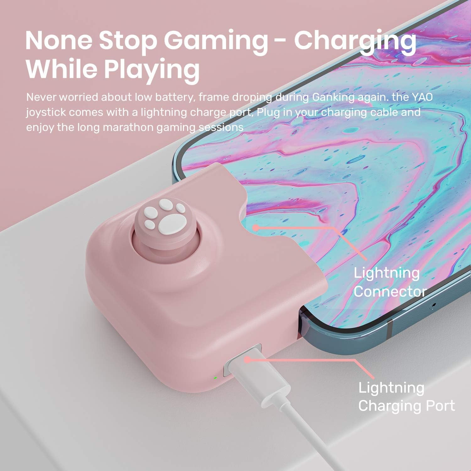 Yao L1 PRO Mobile Game Controller Joystick for Iphone (Ios 13.4 or Later, for Ios Mobile Games), Gaming Gamepad Compatible with PUBGG Mobile, Call of Duty Mobile(Codm), Wild Rift, Genshin Impact