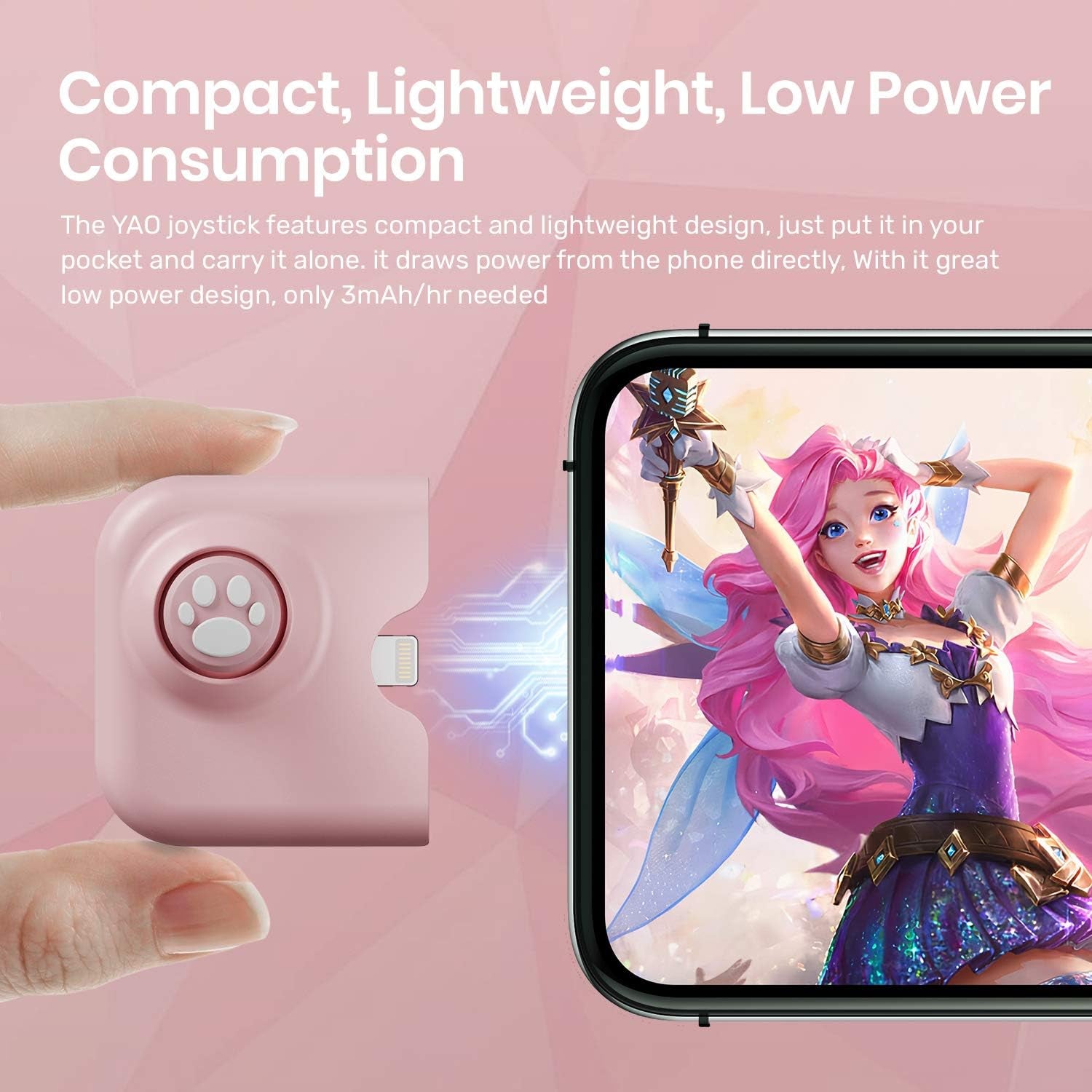 Yao L1 PRO Mobile Game Controller Joystick for Iphone (Ios 13.4 or Later, for Ios Mobile Games), Gaming Gamepad Compatible with PUBGG Mobile, Call of Duty Mobile(Codm), Wild Rift, Genshin Impact