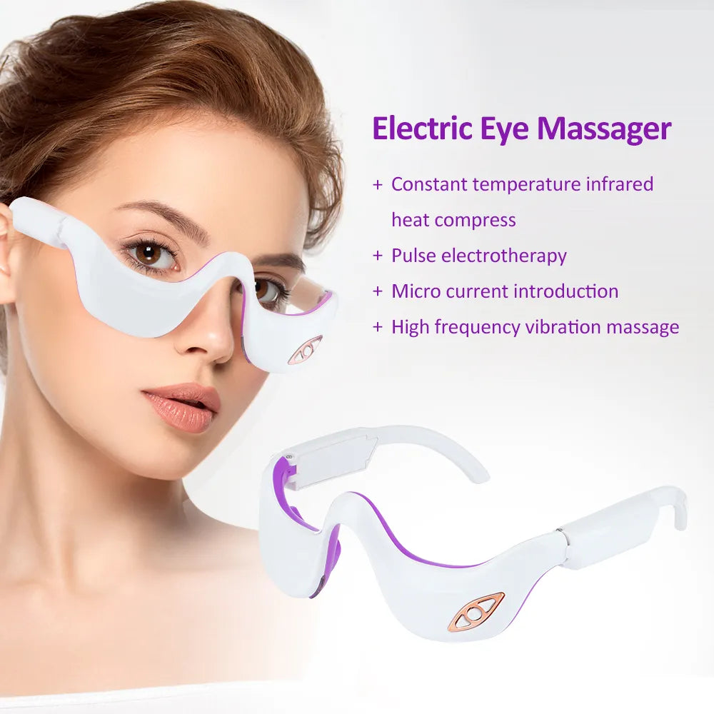 Mieauty EMS Micro Current Pulse Eye Massager, Smart Vibration Infrared Heating Therapy under Eye Machine, Ems Microcurrent under Eye Massager for Relieves Eye Fatigue Fades Dark Circle anti Wrinkle